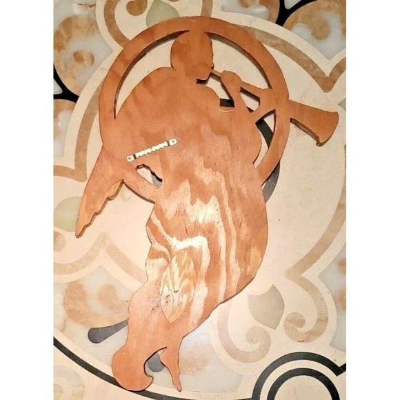 Vintage Carved Guardian Angel Wall Sculpture All Wood Wall Decor Art Signed 1997
